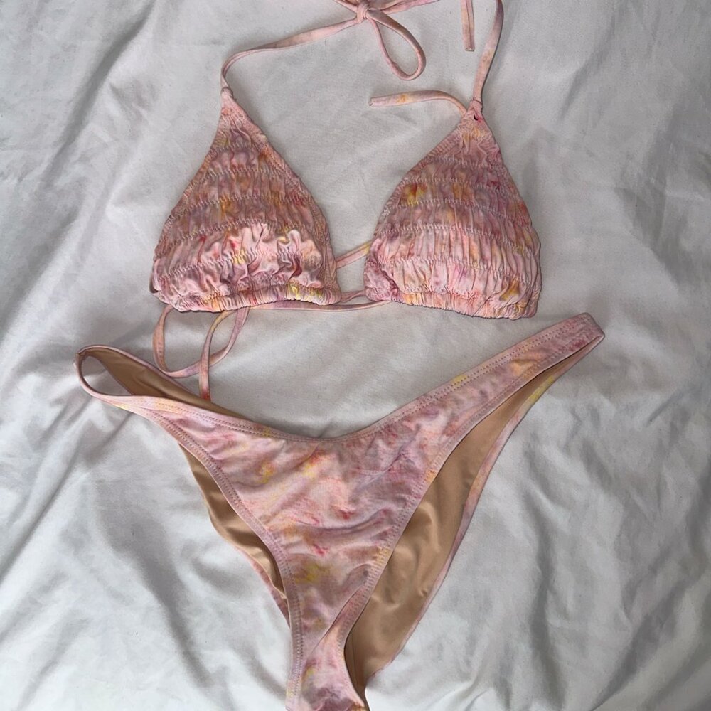 COTTON ON Ruched Pink Bikini Set